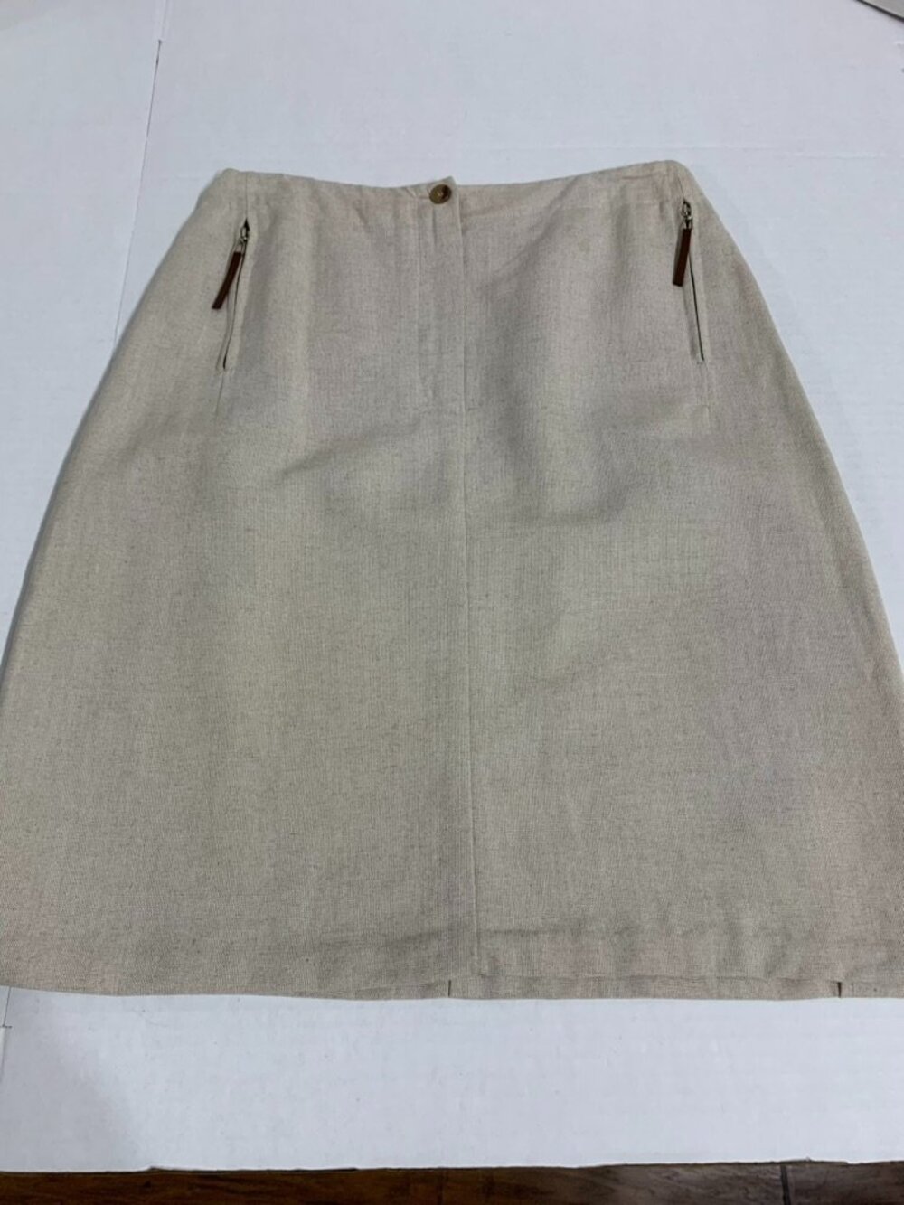 Vintage Herve Benard Womens Size 6 Beige Linen Blend Pencil Skirt